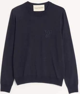 Valentino Maglia In Lana Con Ricamo Vg Uomo BLU SCURO 3XL