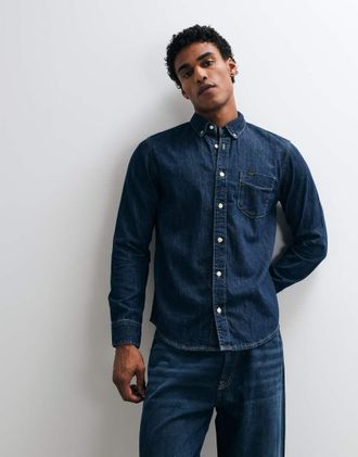 Lee camicia di jeans con colletto button-down blu scuro
