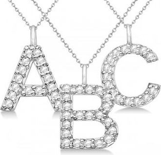Allurez Customized Block-Letter Pave Diamond Initial Pendant in 14k White Gold