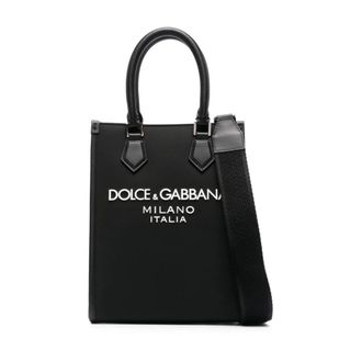 Dolce & Gabbana Tote Bags, male, Black, Size: ONE SIZE Logo Print Tote Bag