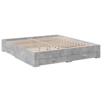 Berkfield Home Modern Bed Frame with Drawers without Mattress Concrete Grey 200x