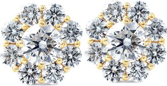 Pompeii3 3Ct Diamond Halo Studs 14k Yellow Gold EX3 Lab Grown