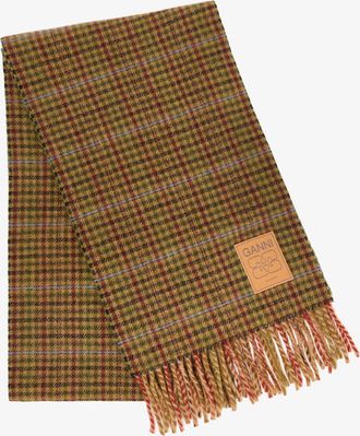 Ganni Mixed Scarf in Mini Check Wool
