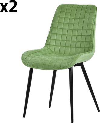 ML Design Sillas de comedor, set de 2, color salvia, de terciopelo