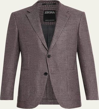 Ermenegildo Zegna Mens Trofeo Cashmere Glen Plaid Sport Coat