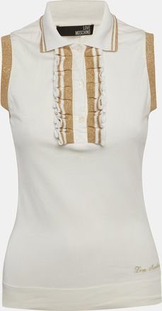 Love Moschino White Jersey Ruffled Sleeveless T-Shirt