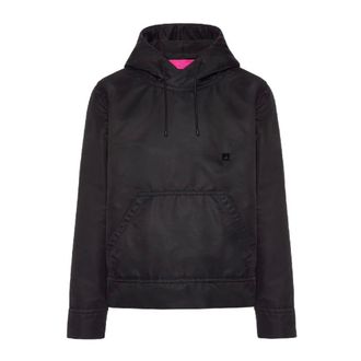 Valentino Hoodies, male, Black, Size: L Black Hooded Jacket for Men