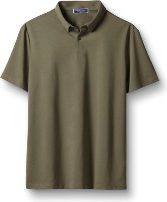 CHARLES TYRWHITT Performance Jersey Cotton Polo - Olive Green Size Large by Charles Tyrwhitt
