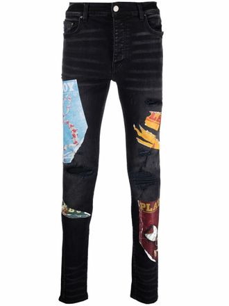 Amiri x Playboy magazine print super-skinny jeans - Black