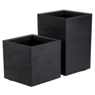 OEM Juego De Macetas Betonique Con Ruedas, 40 Cm, Color Negro, 2 Unidades
