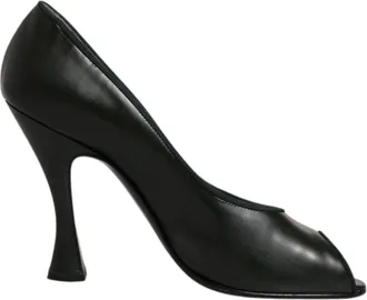 Dolce & Gabbana Green Leather Peep Toe Heels Pumps Womens Shoes (Pre-Owned)