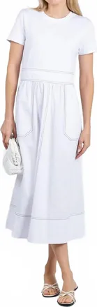 Elliott Lauren Knit Woven Combo Dress In White