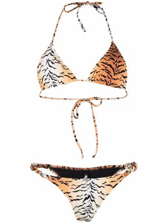 Reina Olga Scrunchie tiger-print bikini - Orange