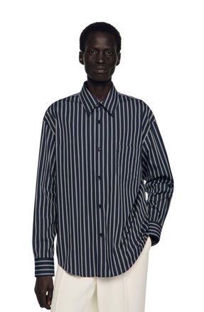 Sandro Striped cotton shirt in Marine /Blanc at Nordstrom, Size Xx-Large
