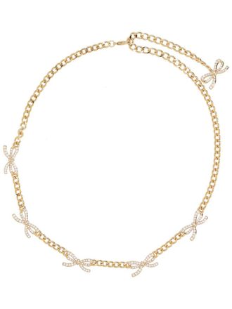 Self Portrait Gold-Tone Bows Crystals Necklace