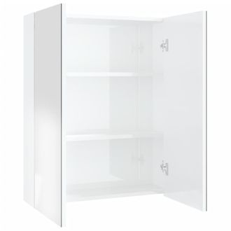 vidaXL Armario De Espejo De Ba&ntilde;o Mdf Blanco Brillante 60x15x75 Cm Vidaxl