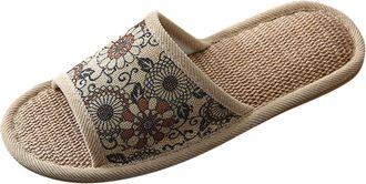 Generic Unisex Indoor Open Toe Slippers Sole Breathable Home Footwear Comfortable Shoes for Women and Men (Coffee, 6.5)