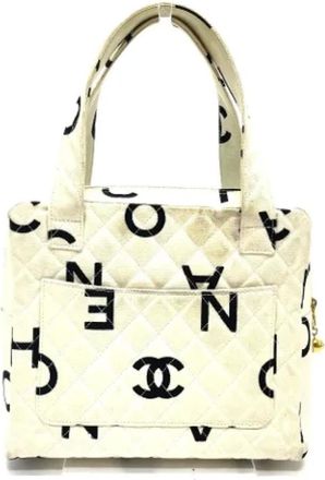 Chanel Pre-owned Tote Bags, female, White, Size: ONE SIZE Pre-owned Cotton chanel-bags