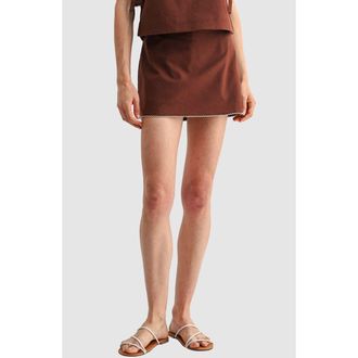 All in Favor Cotton & Linen Mini Skort in Chocolate Oatmeal at Nordstrom, Size X-Large