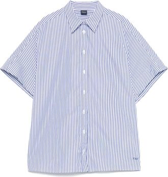 Fay Ocean Blue Embroidered Logo Shirt