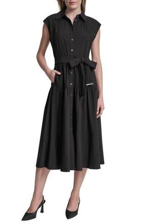 DKNY Drop Waist Shirtdress in Black at Nordstrom Rack, Size 14