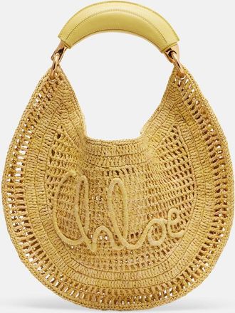 Chlo&eacute; Chlo&eacute; Bolso Summer Banana de rafia con piel
