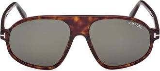 Tom Ford 58mm Pilot Sunglasses in Dark Havana /Green at Nordstrom Rack