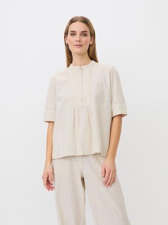 Masai MaBeyora Mandarin Collar Textured Blouse in Olivine at Nordstrom, Size Xx-Large