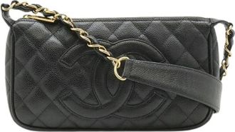 Chanel Pre-owned Caviar Matelass&eacute; Chain Shoulder Bag - Dames - Vintage Schoudertas - Zwart - ONE Size - Leer - Vintage