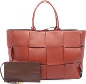 Bottega Veneta Brown Leather Handbag Pouch Tote Bag (Pre-Owned)