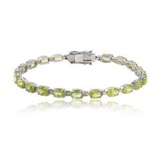 MAX + STONE 925 Sterling Silver 6x4mm Oval Cut Gemstone Tennis Birthstones Bracelet