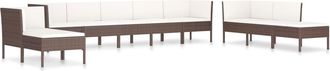 vidaXL Set Muebles De Jard&iacute;n 10 Piezas Cojines Rat&aacute;n Sint&eacute;tico Marr&oacute;n Vidaxl