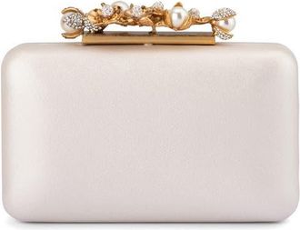 Olga Berg Gabriel Embellished Frame Clutch in White at Nordstrom