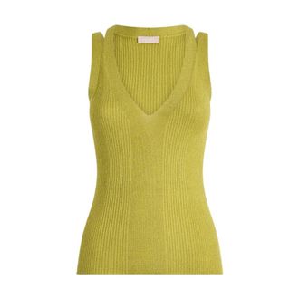 Liu Jo V-neck Knitwear, female, Green, Size: XL Elegant Blend of Viscose and Polyester
