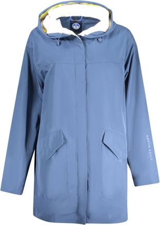 North Sails Jassen, Dames, Blauw, XL, Blauwe Parka Jas met Capuchon en Print