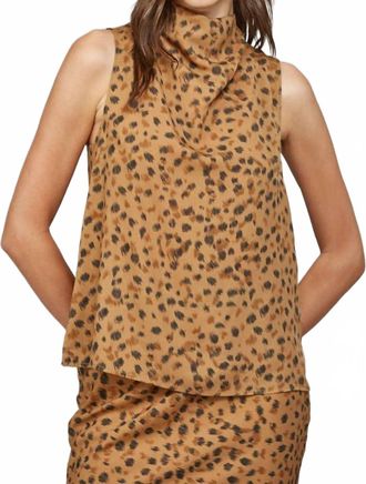 Fate High Cowl Neck Sleeveless Blouse In Beige