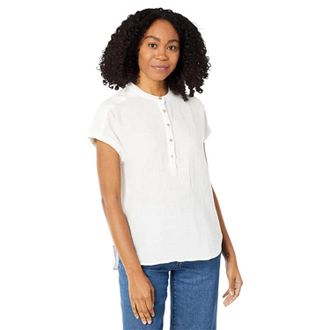 Faherty Desmond Gauze Top Womens White Organic Cotton Cap Sleeve GBO2715