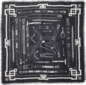 Enfants Riches Deprimes Belt-print Frayed Scarf