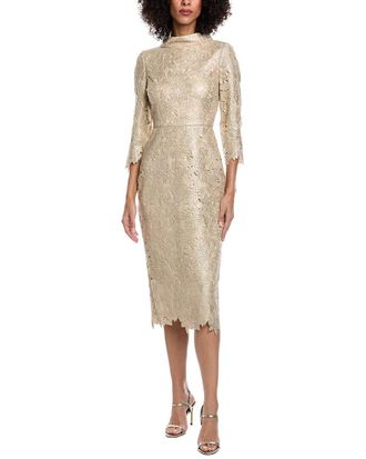 Badgley Mischka Floral Embroidered Midi Dress