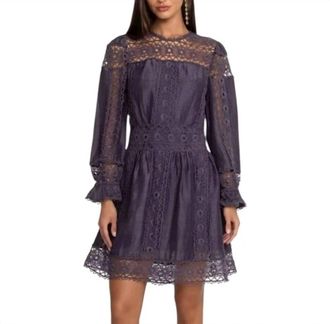 Johnny Was Mitska Lace Mini Dress In Deep Plum