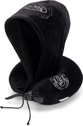 Von Dutch Pinstripe Hooded Memory Foam Travel Neck Pillow in Black at Nordstrom
