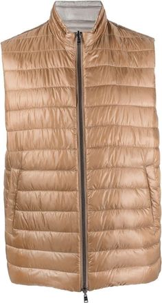Herno reversible padded down gilet - men - Feather Down/Polyamide/Polyamide - 48 - Brown