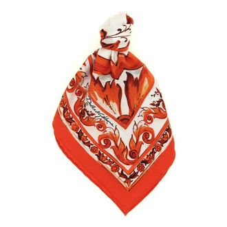 Dolce & Gabbana Accessoires, Dames, Veelkleurig, ONE Size, Zijden sjaal met Majolica-print