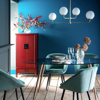 La Redoute Interieurs Hanglamp in messing en opaline glas, Moricio