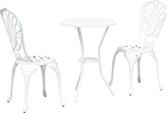 vidaXL Garden Bistro Set 3 pcs White Aluminium Vidaxl