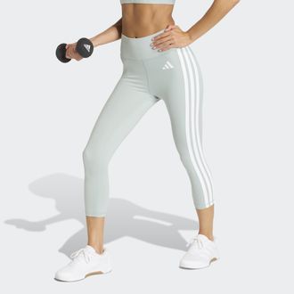 adidas Trainingstights ADIDAS PERFORMANCE OPTIME ESSENTIALS WORKOUT 3-STREIFEN 3/4 LEGGINGS, Damen, Gr. XXL, N-Gr, wonder sage, wei&szlig;, Obermaterial: 85% Polye