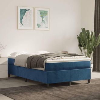 vidaXL Estructura De Cama Sin Colch&oacute;n Terciopelo Azul Oscuro 120x200cm Vidaxl