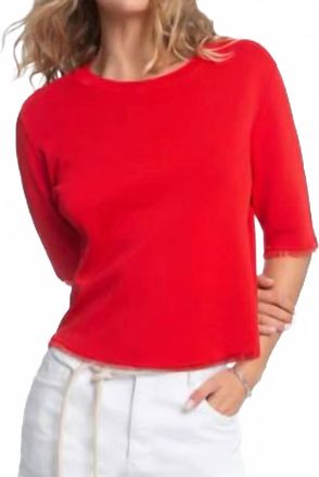 Elliott Lauren In The Fray Fringe Detail Sweater In Tomato