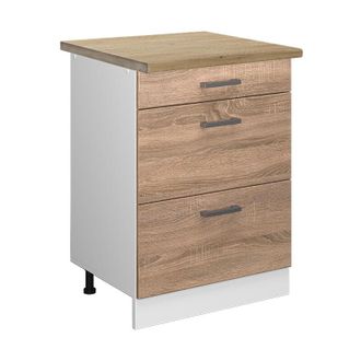 Vicco Mueble Bajo De Cocina R-line, Sonoma, 60 Cm Con Cajones, Et Roble