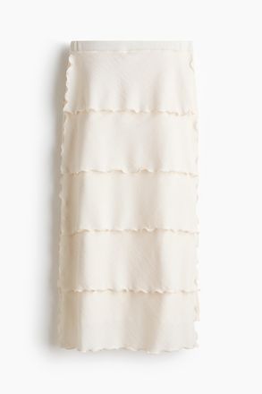 H&M Gestufter Midirock - White